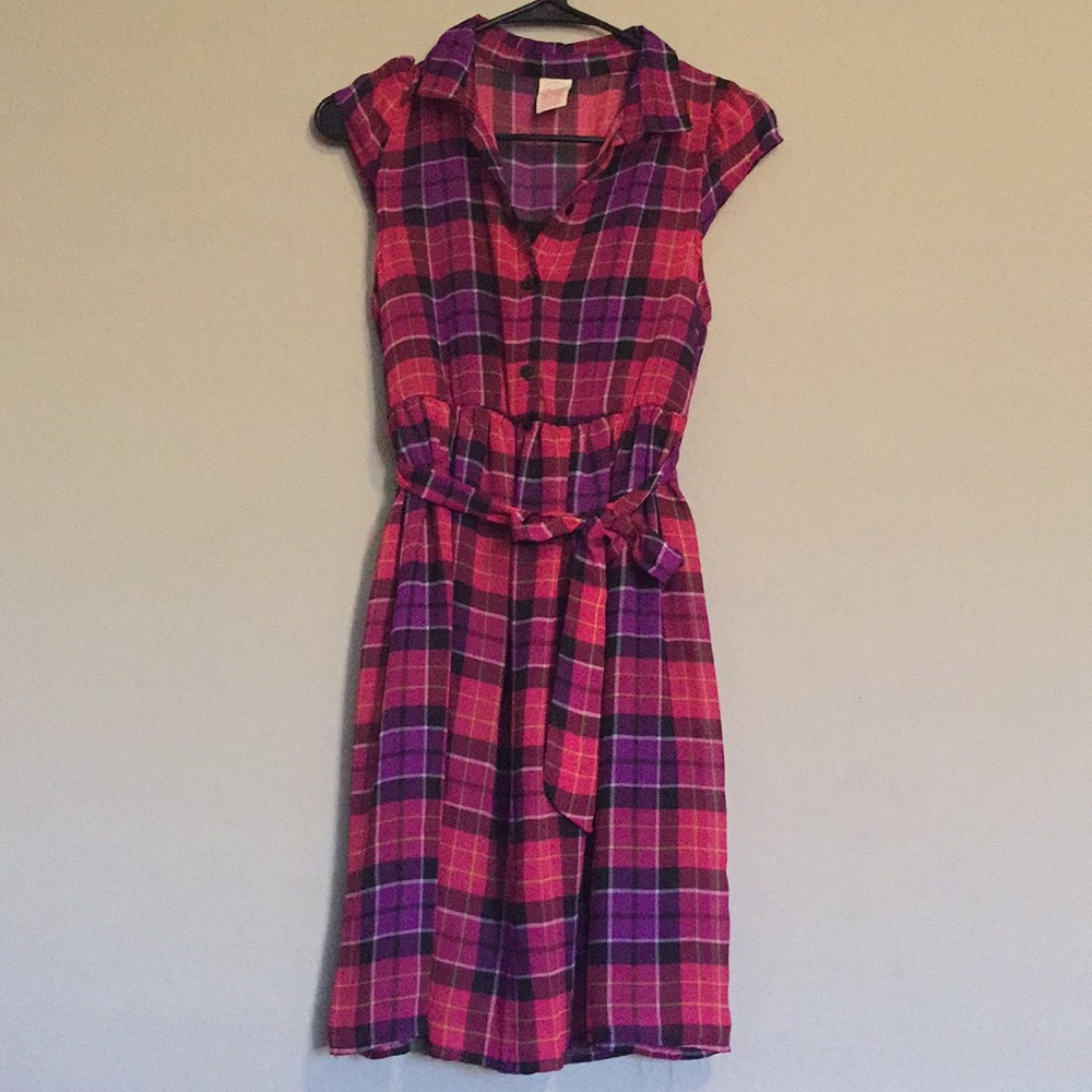 Pink and Purple Plaid Dress